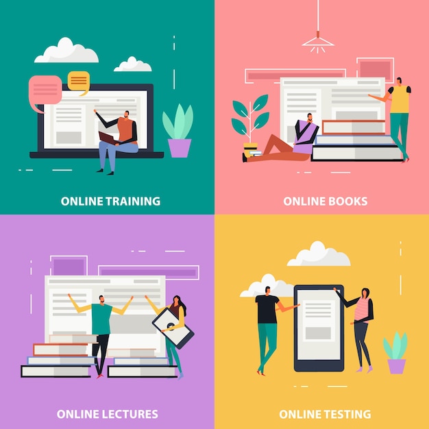 Online Education Flat  