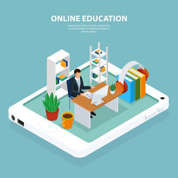 Online Education Isometric Illustration