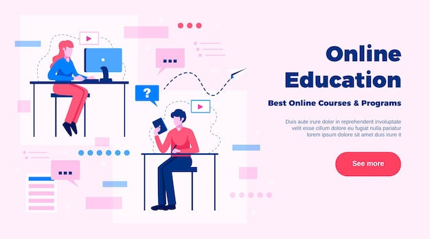 Free vector online education website page design