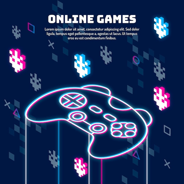 Free Vector online games concept glitch illustration