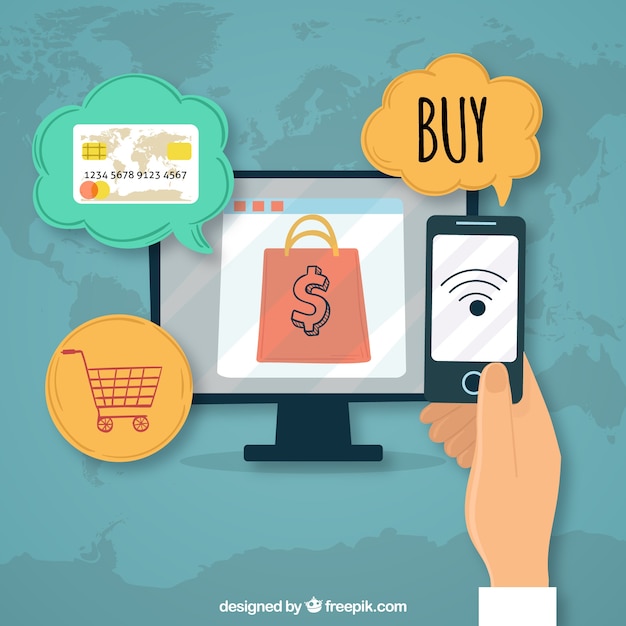 Free Vector online payment concept, internet shopping