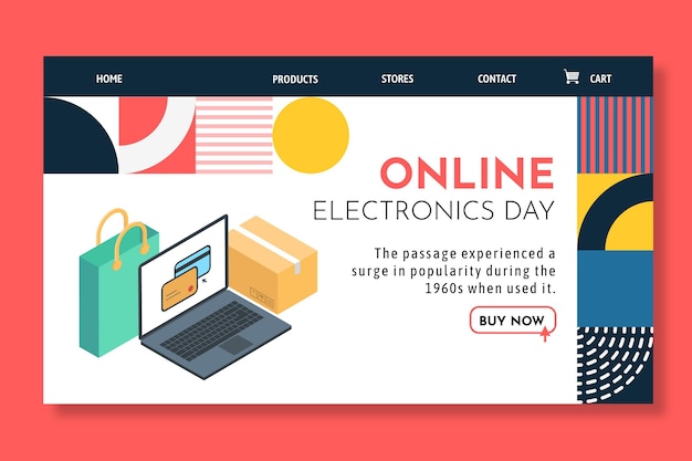 Free Vector online shopping landing page template