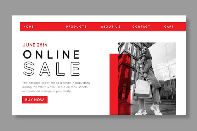 Free Vector online shopping landing page template