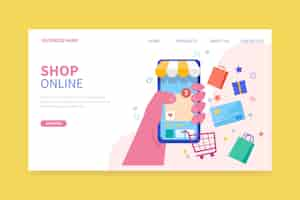 Free vector online shopping landing page theme