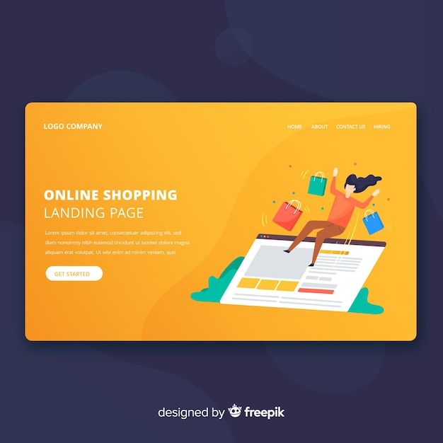 Free Vector online shopping landing page