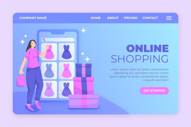 Free vector online shopping - landing page