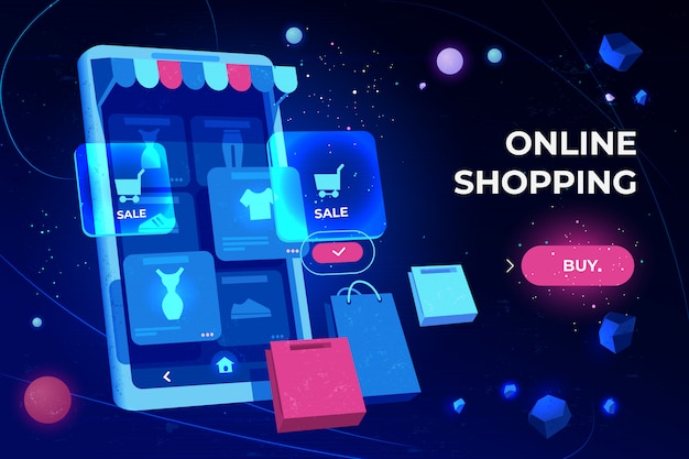 Free vector online shopping landing page
