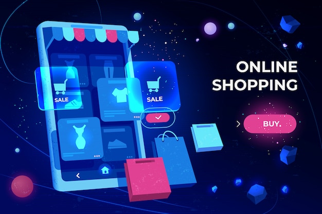 Free Vector online shopping landing page