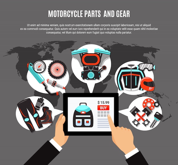 Free Vector online shopping of motorcycle parts