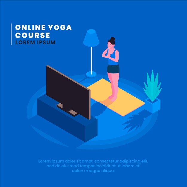 Online yoga class illustrated