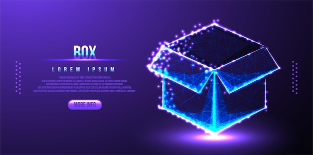 Free Vector open box package low poly wireframe mesh