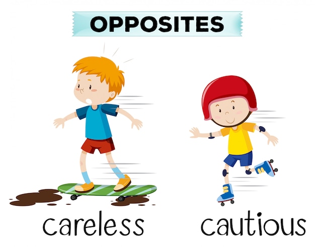 Free Vector opposite word of careless and cautious