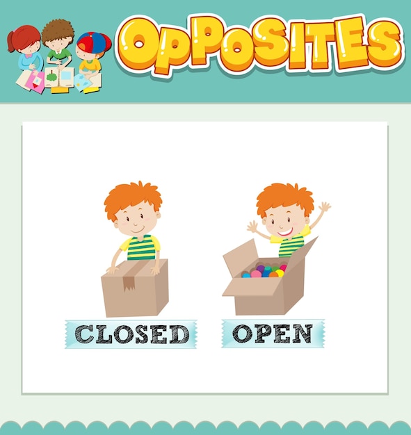 Free Vector opposite words for closed and open