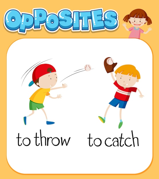 Free Vector opposite words for to throw and to catch