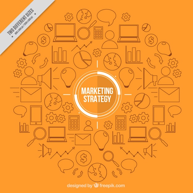 Free Vector orange background with marketing elements