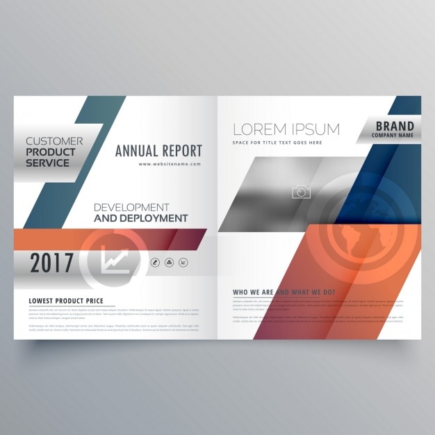 Free Vector orange and blue open brochure