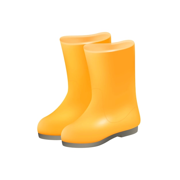 Free vector orange rubber boots for gardener or farmer 3d illustration. cartoon drawing of shoes for garden or farm in 3d style on white background. farming, gardening, agriculture, footwear, protection concept
