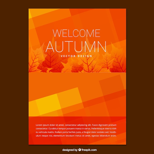 Free Vector orange welcome autumn poster