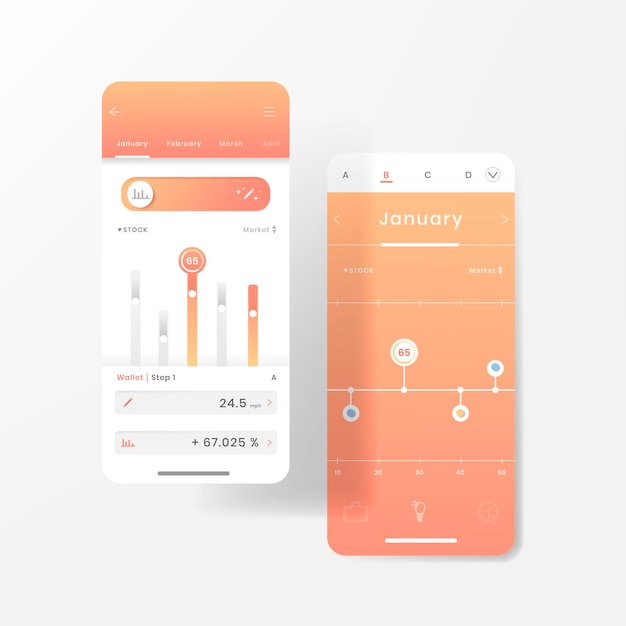 Orange and white stock trading infographic template design