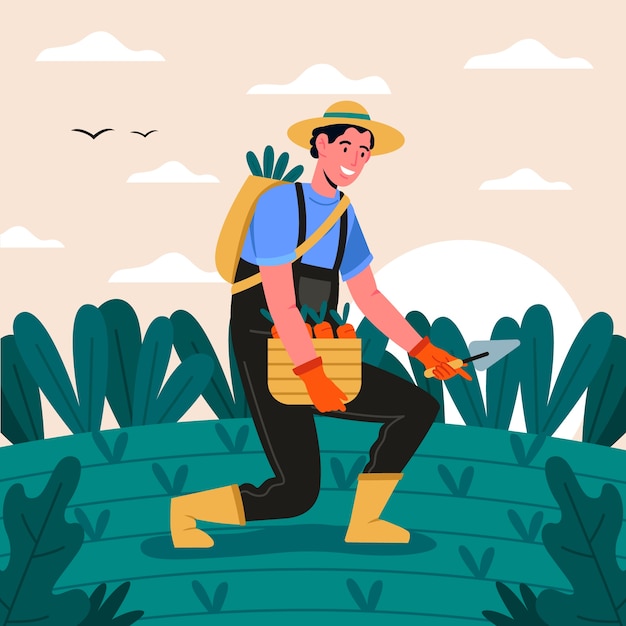 Free Vector organic farming concept with person