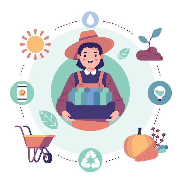 Free Vector organic farming concept with woman holding goods