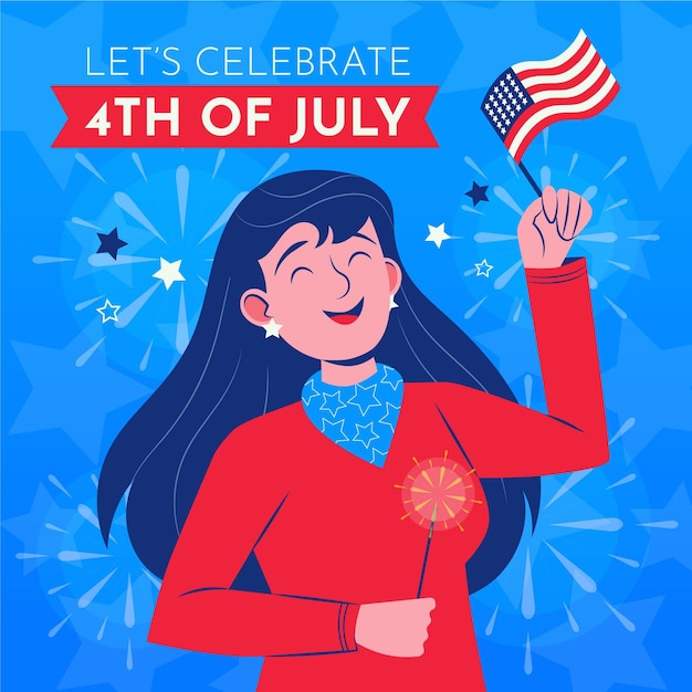 Free Vector organic flat 4th of july independence day illustration