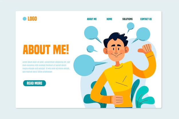 Free Vector organic flat about me landing page