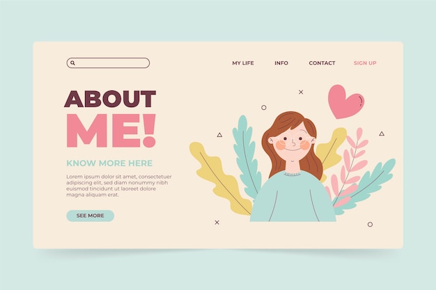 Free Vector organic flat about me landing page