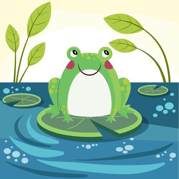 Organic flat adorable frog illustration