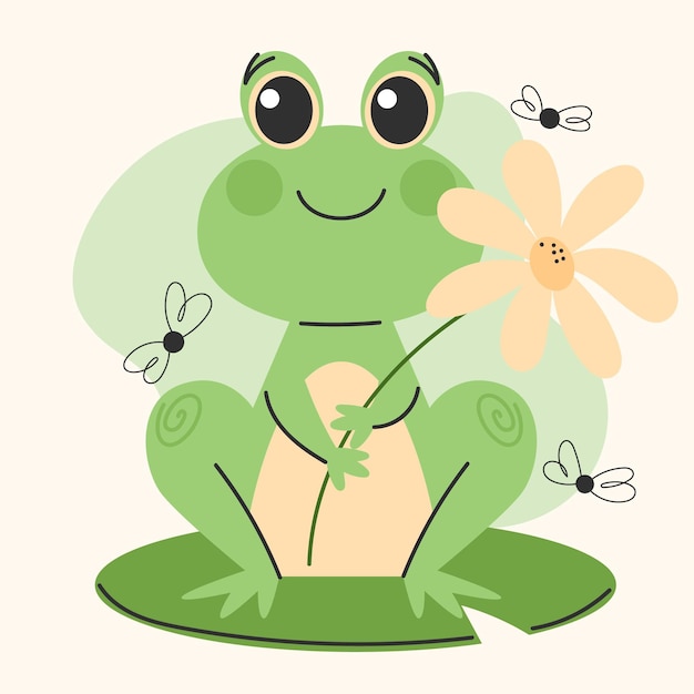 Free Vector organic flat adorable frog illustration