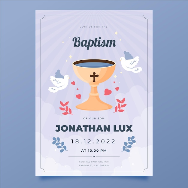 Organic flat baptism invitation