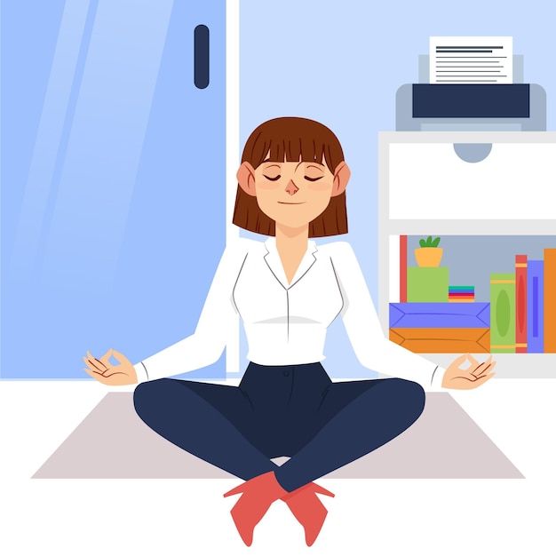 Free Vector organic flat business people meditating illustration