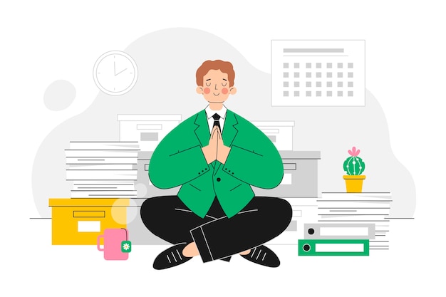 Free Vector organic flat business people meditating illustration