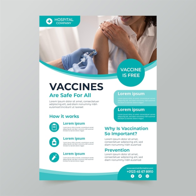 Organic flat coronavirus vaccination flyer template