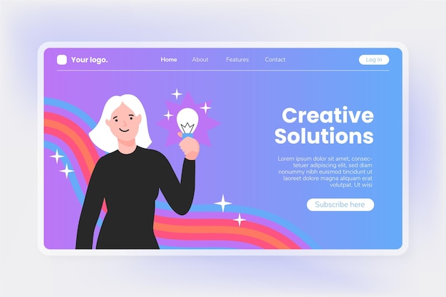 Free Vector organic flat creative solutions landing page template