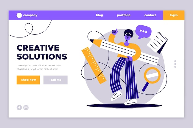 Free vector organic flat creative solutions landing page