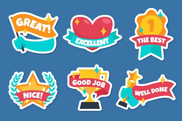 Organic flat design great job stickers pack