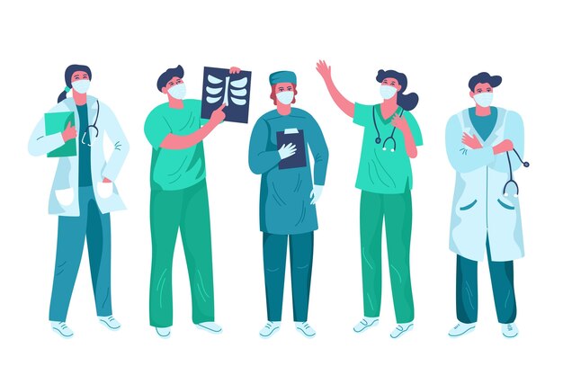 Organic flat doctors and nurses illustration