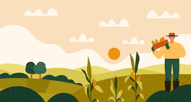 Organic flat farming profession illustration