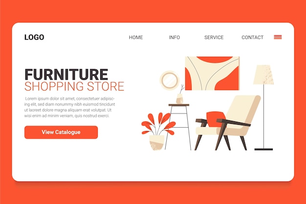 Free Vector organic flat furniture sale landing page template