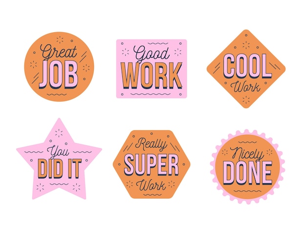 Free Vector organic flat good job stickers set