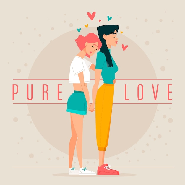 Free Vector organic flat lesbian couple illustration