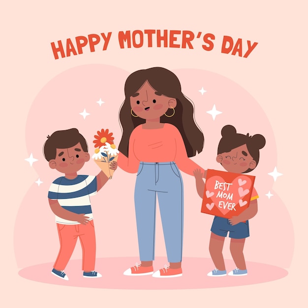 Free Vector organic flat mother's day illustration