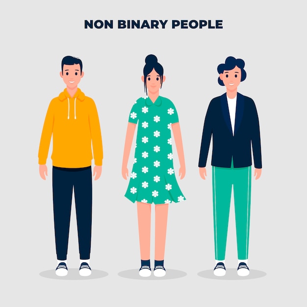 Free Vector organic flat non binary people illustrated