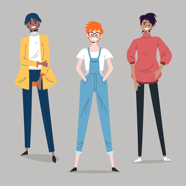 Free Vector organic flat non binary people illustration