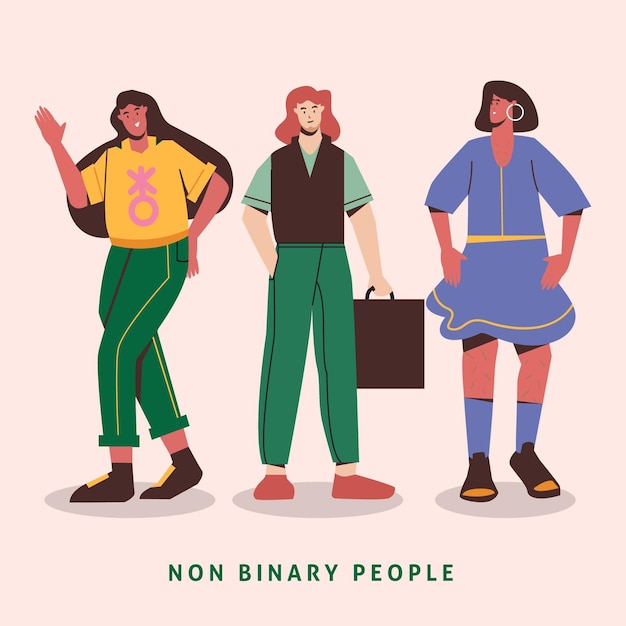 Free vector organic flat non binary people illustration