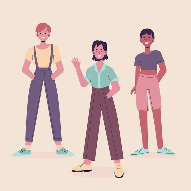 Free Vector organic flat non binary people