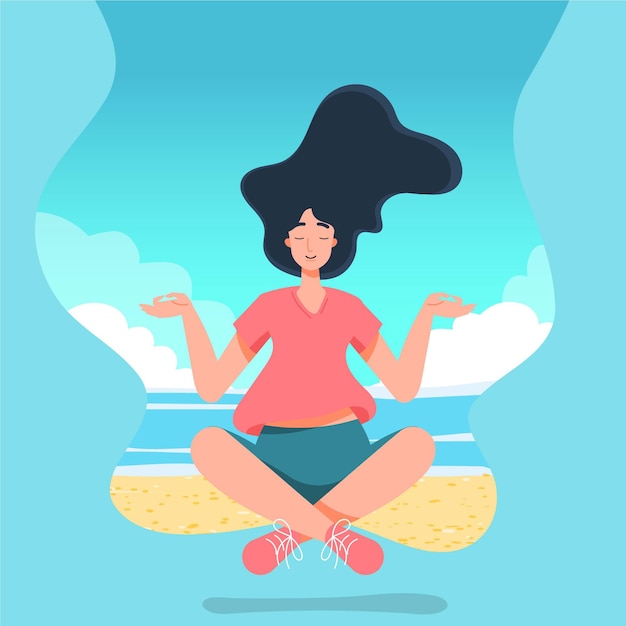 Free Vector organic flat person meditating peacefully