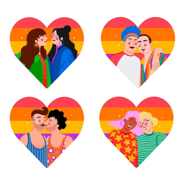 Free Vector organic flat pride day couple collection