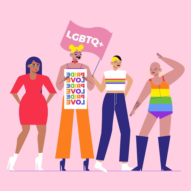 Free Vector organic flat pride day people collection